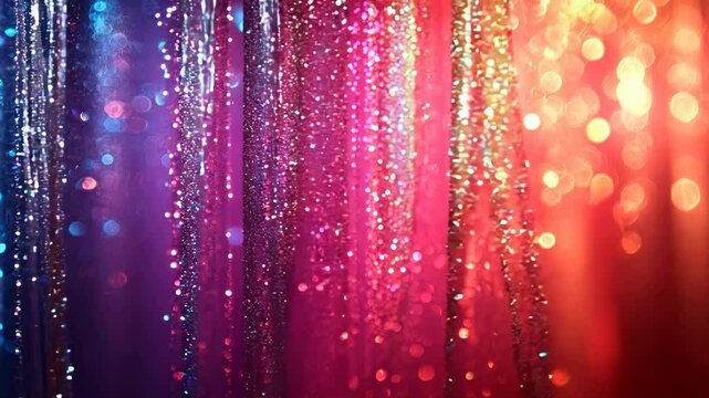 Sequin Curtains Background with Glitter and Bokeh