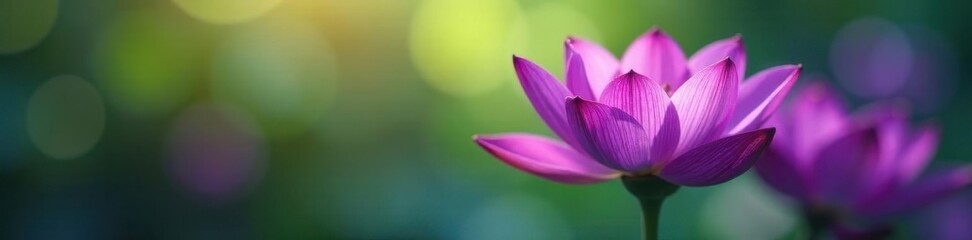 Fototapeta premium Intense purple petals, finely focused, tranquil green haze, botany, bloom, close up