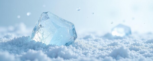 Obraz premium Intricate ice crystal, pristine white backdrop, image, abstract