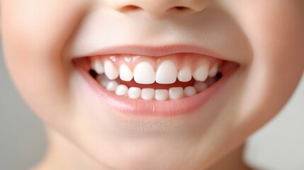 Fototapeta premium Happy Child's Close-Up Smiling Face with Bright White Teeth