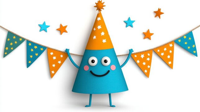 Festive blue party hat adorned with stars and a cheerful banner perfect for celebrating retirement milestones