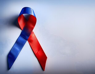 Red and blue ribbon celebrating international firefighters day symbolizing courage and sacrifice