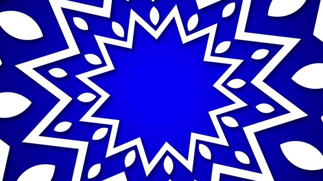white snowflake mandala rotation animation on blue background