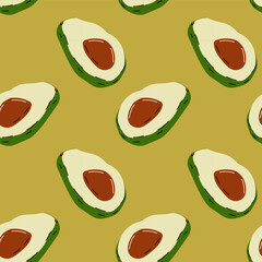 Colorful avocado pattern on a vibrant yellow background suitable for kitchen decor or fabric design