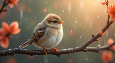 Bird in rain