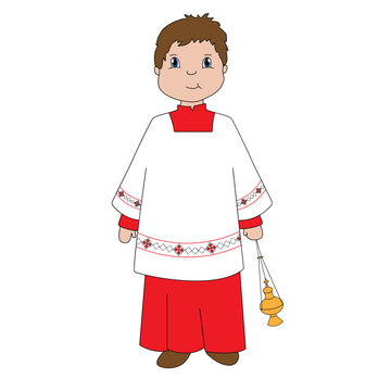 Un ni&ntilde;o vestido de monaguillo.