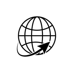 Globe vector icon with arrow around for web