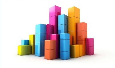 Obraz premium Colorful block graph on white background for business growth visualization