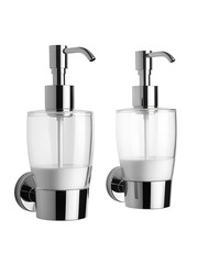Obraz premium The Synchronized Elegance of Soap Dispensers on White or PNG Transparent Background.