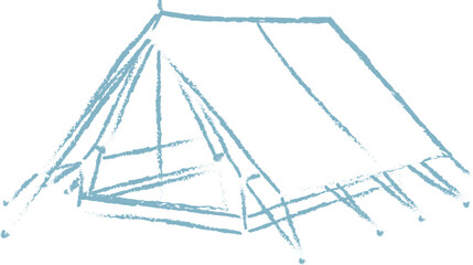 A hand drawn illustration of a camping tent