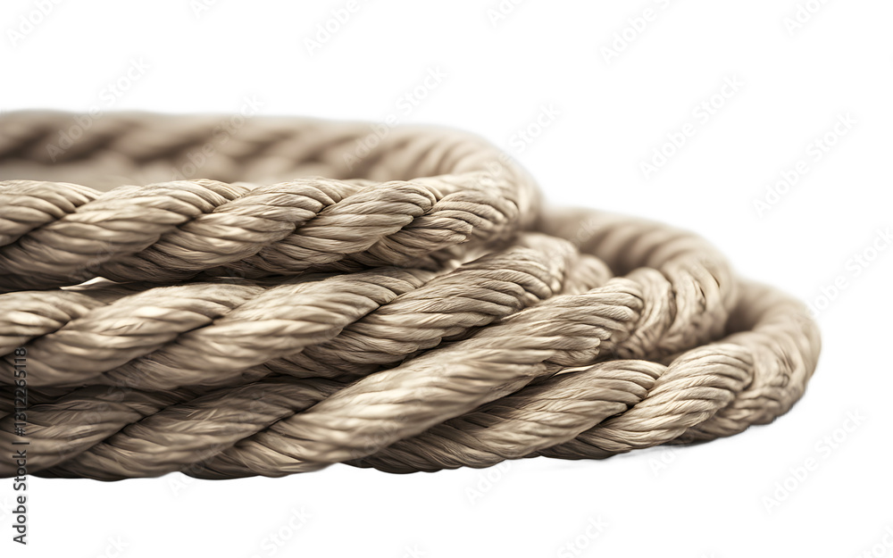 Aufkleber A thick coiled rope with a rough texture, isolated on a empty plain background
