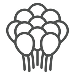 Festive balloons bunch line icon, holiday festive concept. Vector graphics. Air balloon pack sign on white background, outline style icon for mobile or web design. © iconqueen