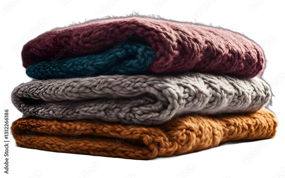 Poster A warm wool blanket neatly folded, isolated on a empty plain background