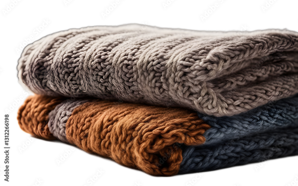 Poster A warm wool blanket neatly folded, isolated on a empty plain background
