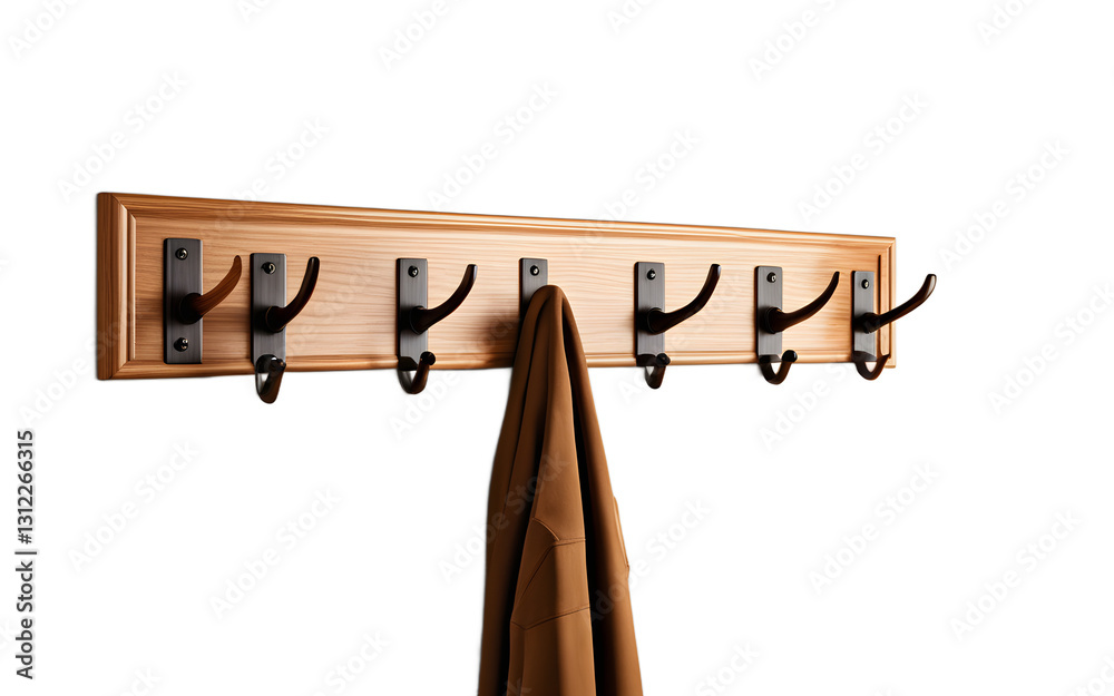 Aufkleber A wooden coat rack with multiple hooks, isolated on a empty plain background