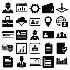 Business and Finance Icons Set Vector | Download Free Black Silhouette Icon Pack