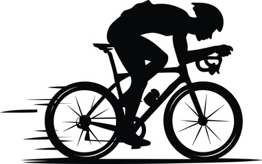 Fototapeta premium Black Silhouette Bicycle Rider Vector