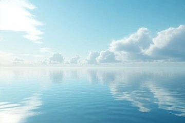 Fototapeta premium Serene Blue Water and Sky with Clouds