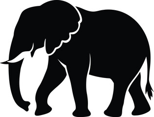 Black Silhouette Elephant Walking Vector