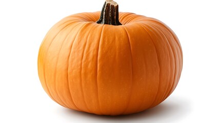 Single ripe orange pumpkin isolated on white background.
