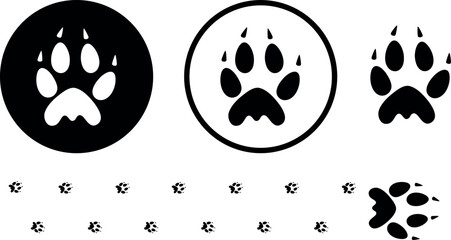 Paw print silhouette. Isolated paw print on white background