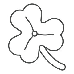 Trefoil leaf clover thin icon, saint Patrick day concept. Vector graphics. Leaf with three pestle sign on white background, outline style icon for mobile or web design.