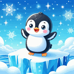 Naklejka premium penguin on snow