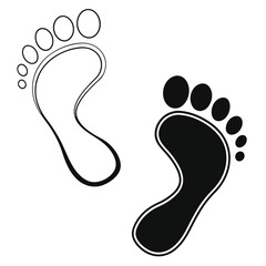 Black Footprint Silhouette Icon on White Background – Minimalist Foot Step Illustration for Human Tracks, Walking, Barefoot, Trail, and Pathway Concepts