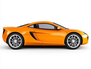 Striking orange sports car featuring a sleek bumper in side view displayed on a clean white background for automotive lovers
