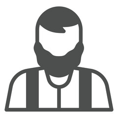 Man with beard solid icon, fat people concept. Vector graphics. Human character avatar sign on white background, outline style icon for mobile or web design.
