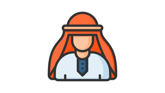 Animated muslim with people sign symbol. Suitable for hajj, ramadan, muslim, ramadan, islam, mubarak, kareem, religion, celebration, fasting, culture, religious, moslem and eid mubarak