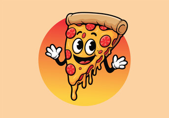 National Deep Dish Pizza Day Vector Illustration | Pizza Slice Character, Chef, Typography & Ingredients Design