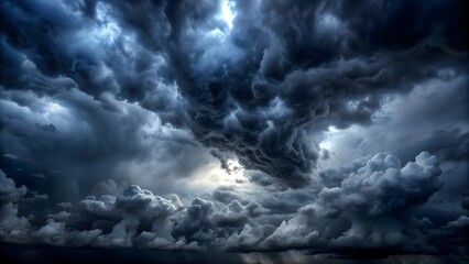 Obraz premium Stormy Sky with Dramatic Dark Clouds and Glimpses of Light for Intense Atmospheres.