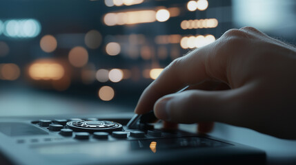 Vintage rotary phone with modern dashboard background
