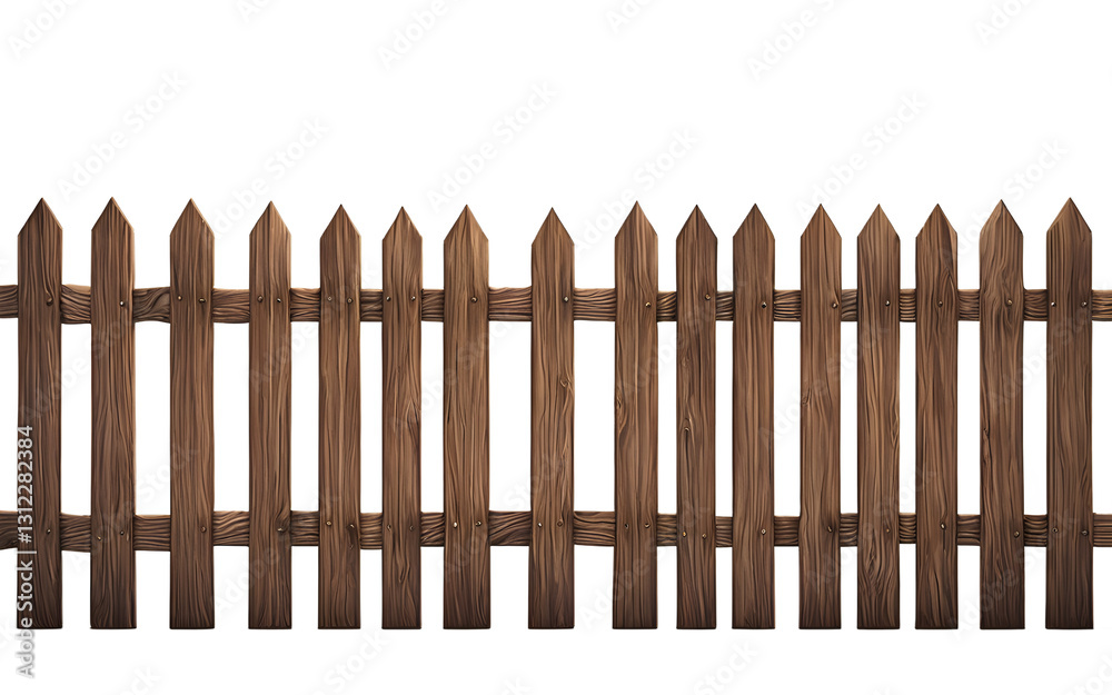 Aufkleber a wooden picket fence with a natural finish, isolated on a empty plain background