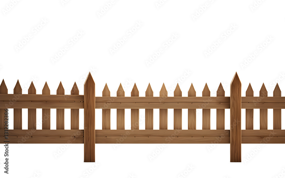 Aufkleber a wooden picket fence with a natural finish, isolated on a empty plain background