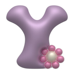 Cute Letter Y with flowers