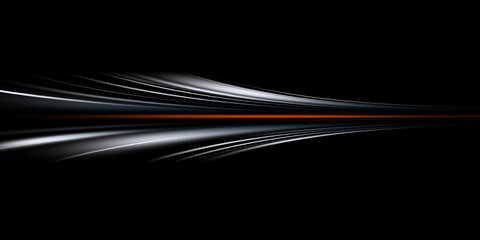 Abstract vibrant neon orange and gray speed lines on a dark background