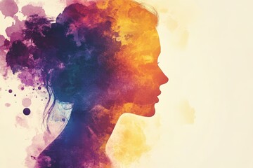 Abstract Artistic Representation of a Woman's Silhouette with Colors