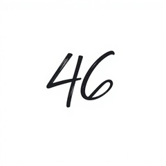 Obraz premium A high-resolution, commercial-grade stock photo presenting the number 46 in a contemporary, handwritten script font. The image utilizes a clean, minimalist design and professional lighting