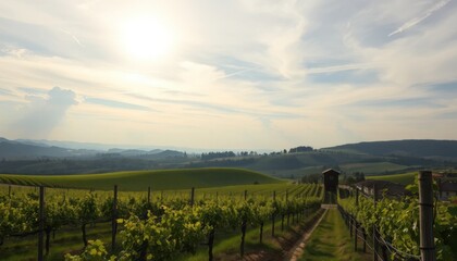 Naklejka premium Vineyard harvesting event tuscany aerial photography scenic countryside landscape nature's bounty