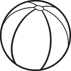 beach ball line art, black outline, vector and illustration, coloring book page line art drawing 