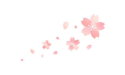 Obraz premium 風で舞う 桜のイラスト・春・水彩・ Cherry blossoms 