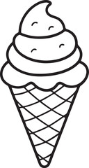icecream line art, black outline, vector and illustration, coloring book page line art drawing