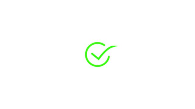 Animation of check mark circle, simple check box, tick, positive tick symbol of approved, success, confirm, correct concept animation background.