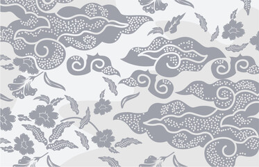 Obraz premium Javanese batik motifs with very distinctive, exclusive plant patterns. Indonesia country