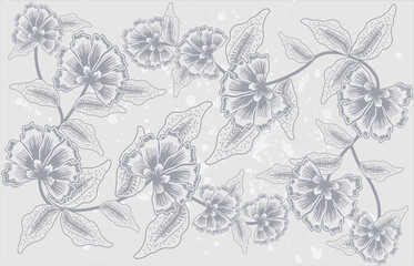 Javanese batik motifs with very distinctive, exclusive plant patterns. Indonesia country