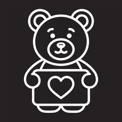 Cute teddy bear icon holding a heart, perfect for Valentine's, kids' projects, greeting cards, or holiday themes, as a decorative element