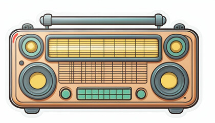 Fototapeta premium A Nostalgic Vintage Boombox, Ready To Play Your Favorite Tunes, Radiating Warmth And The Spirit Of Classic Music With A Light Beige And Teal Color Scheme