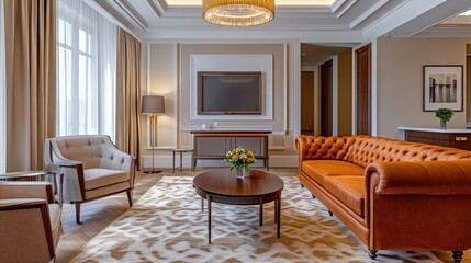 Fototapeta premium Luxurious Hotel Suite Living Room Interior Design